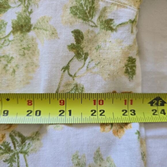 Laura Ashley Linen Blend Yellow Floral Raglan Button Up Shirt Size L Cottagecore - Picture 8 of 9